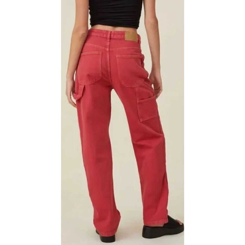 Cotton On red carpenter jeans size 6